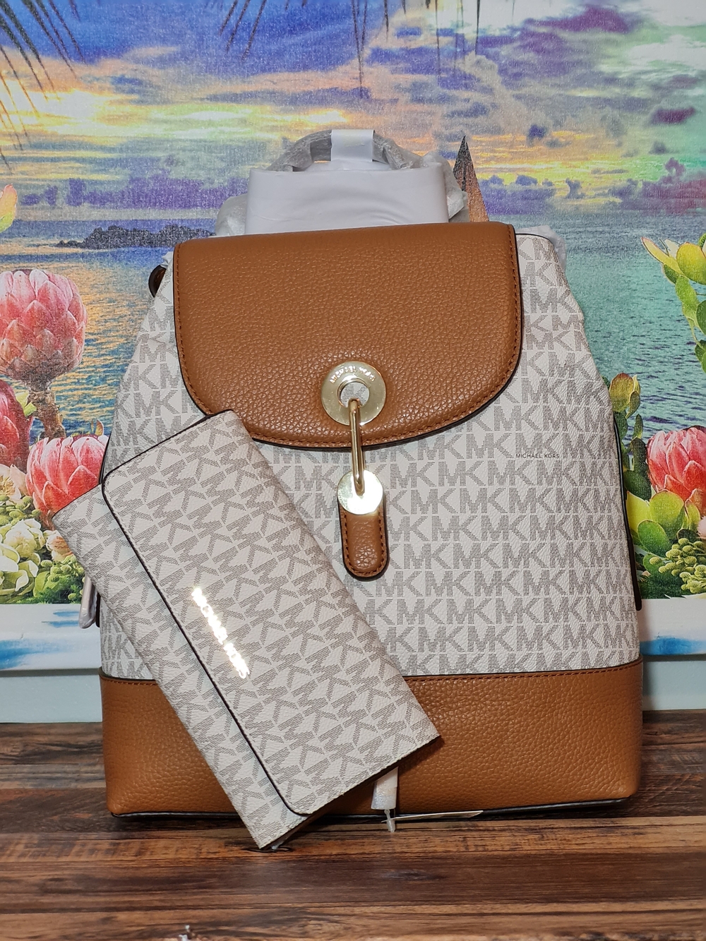 Michael Kors Raven Backpack And Wallet Set